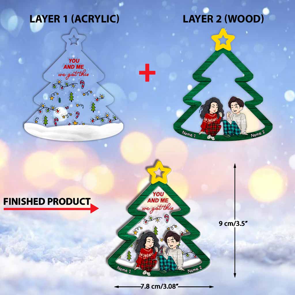 Tis The Season For Loving You - Personalized Christmas Couple Layers Mix Ornament