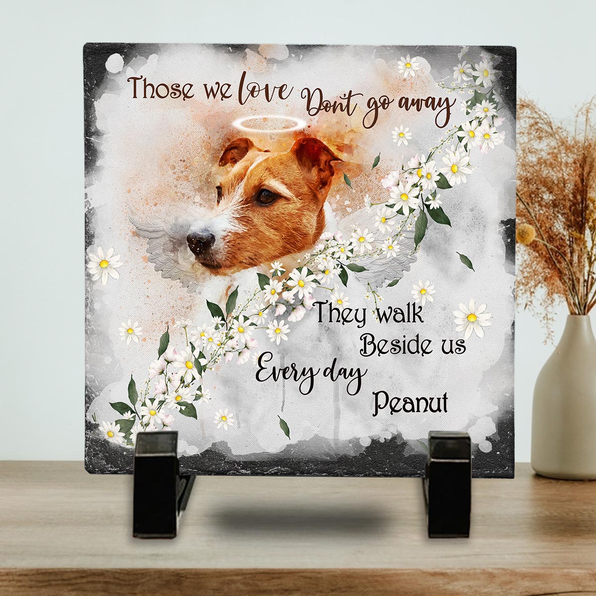 Those We Love Don't Go Away - Personalized Dog Square Shaped Stone