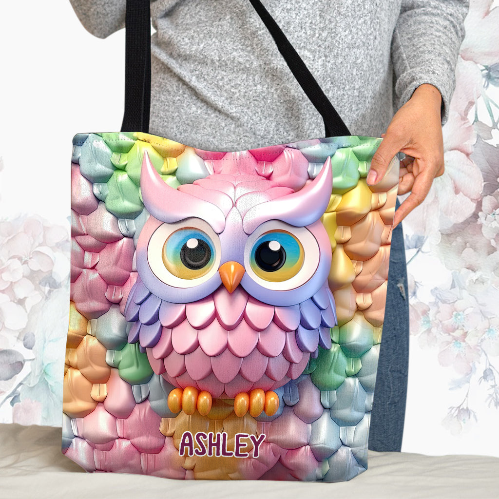 Colorful Owl - Personalized Owl Tote Bag