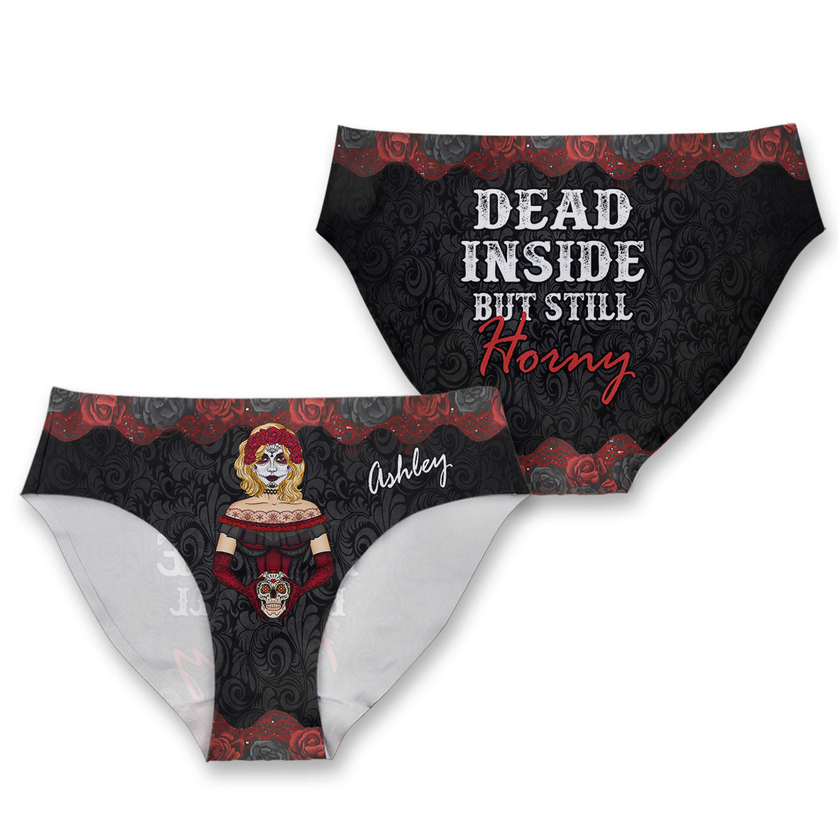 Dead Inside Dark Roses - Personalized Skull Women's Briefs