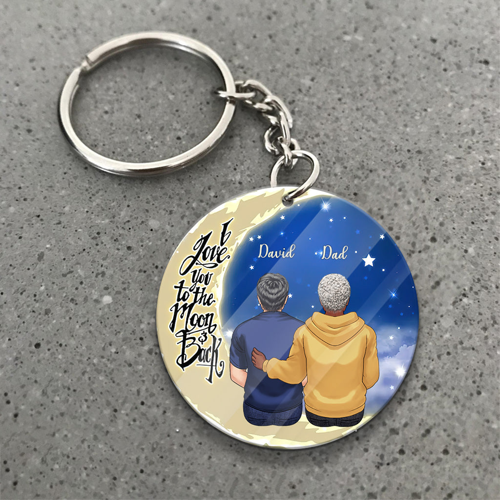 To The Moon And Back - Gift for grandma, mom, dad, grandpa - Personalized Keychain