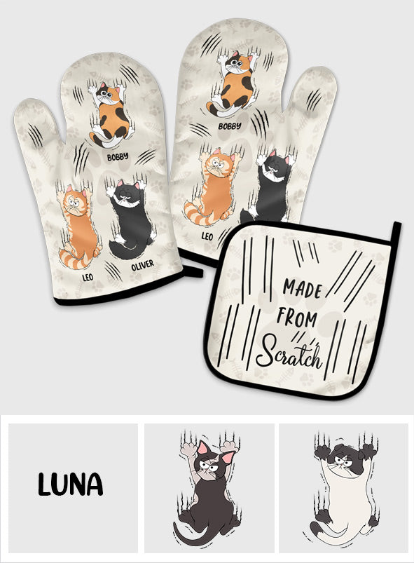 Made From Scratch - Personalized Cat Oven Mitts & Pot Holder Set