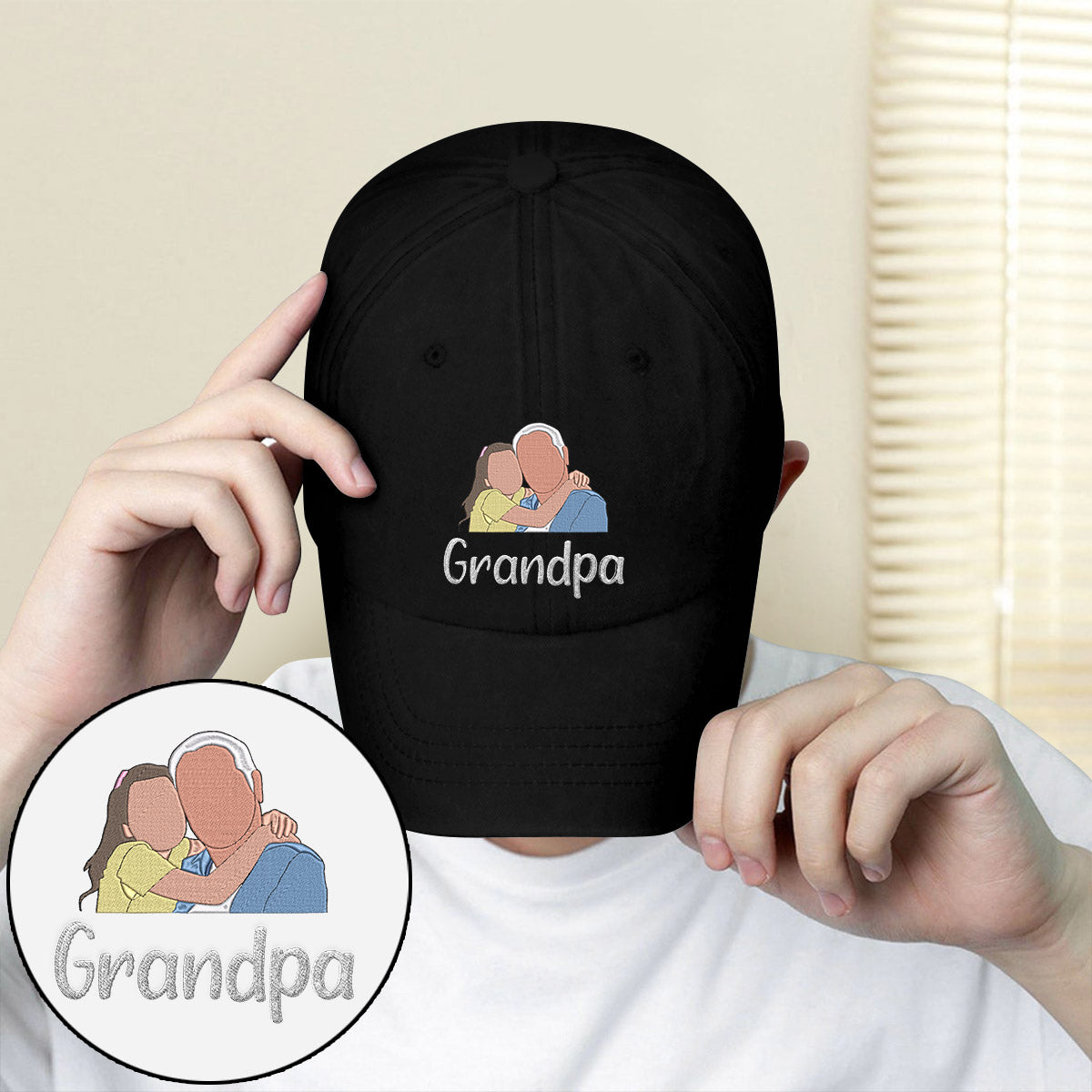 Custom 2D Photo - Personalized Grandpa Embroidered Classic Cap