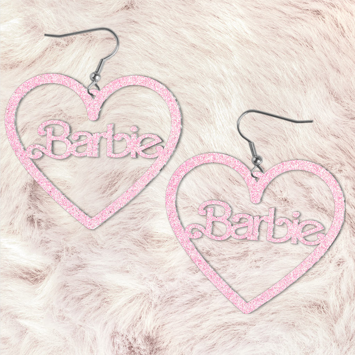 Pink Glitter Custom Name - Personalized Earrings
