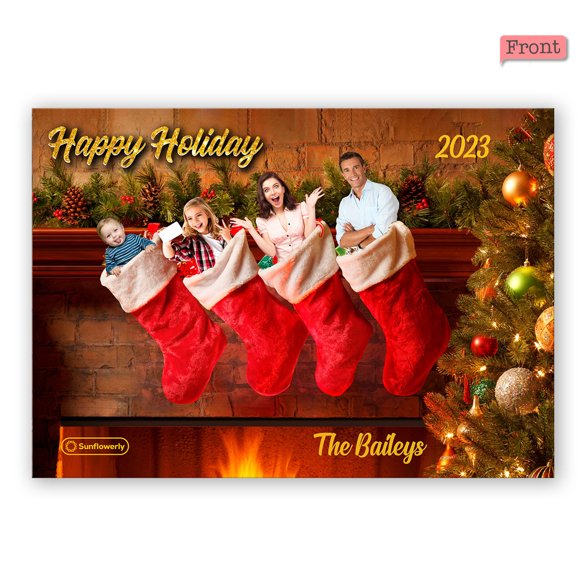 Family Stocking Stuffers Holiday Card - Personalized Family Greeting Card