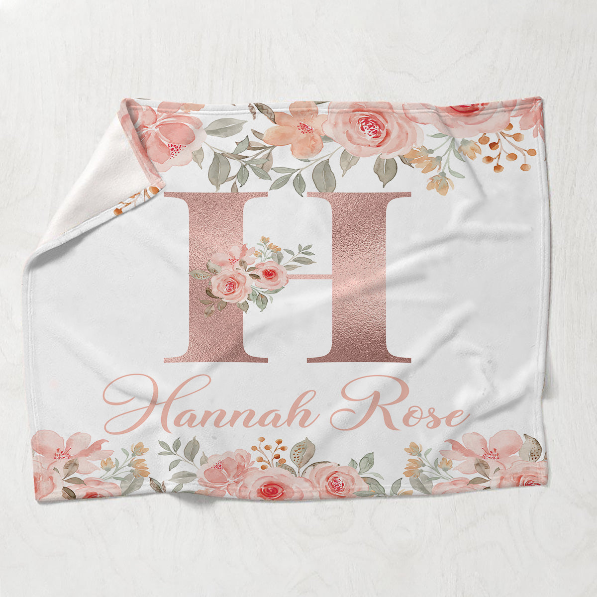 Floral Custom Name - Personalized granddaughter Blanket