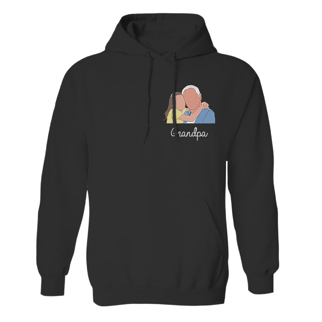 Custom 2D Photo - Personalized Grandpa Embroidered Hoodie