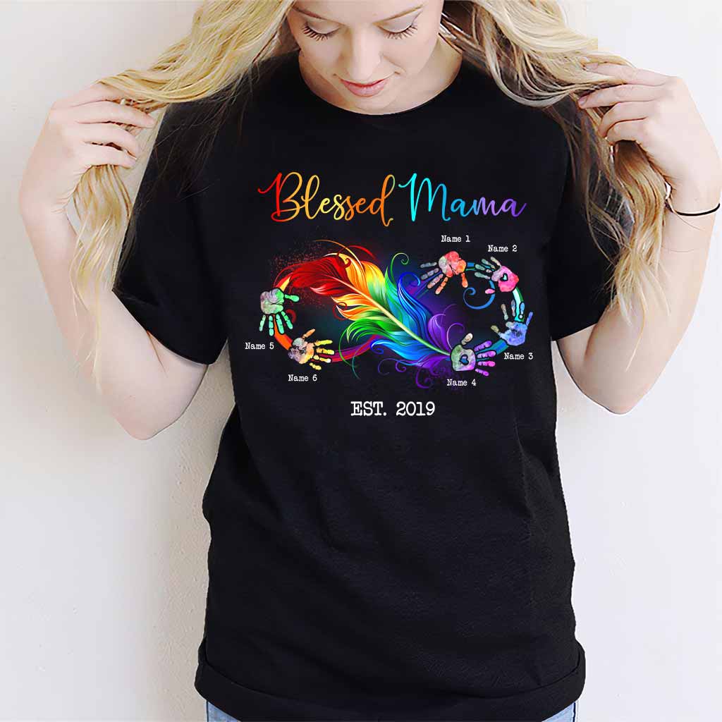 Blessed Mama Custom Mother's Day Gift Personalized Mother T-Shirt