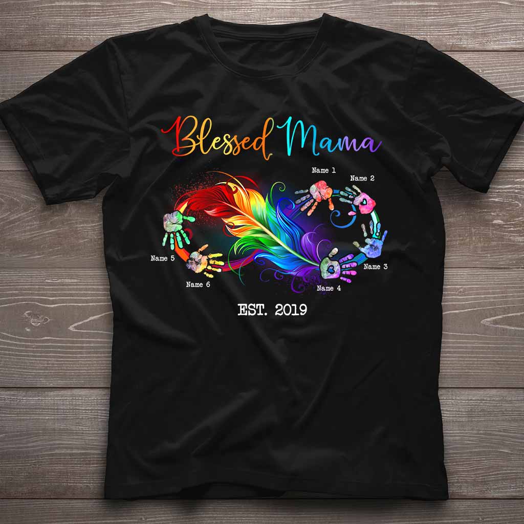 Blessed Mama Custom Mother's Day Gift Personalized Mother T-Shirt