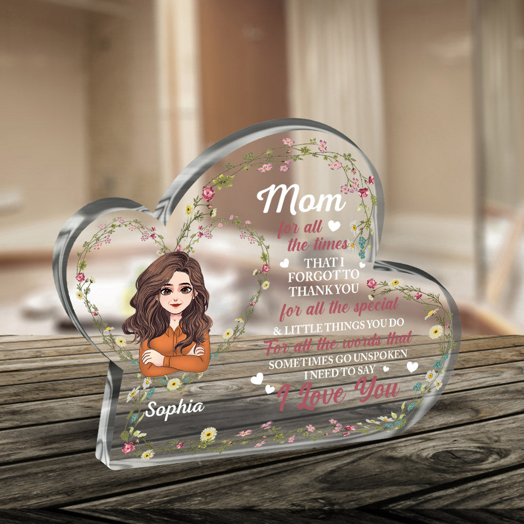 I love you - Personalized Mother's day Custom Shaped Acrylic Plaque