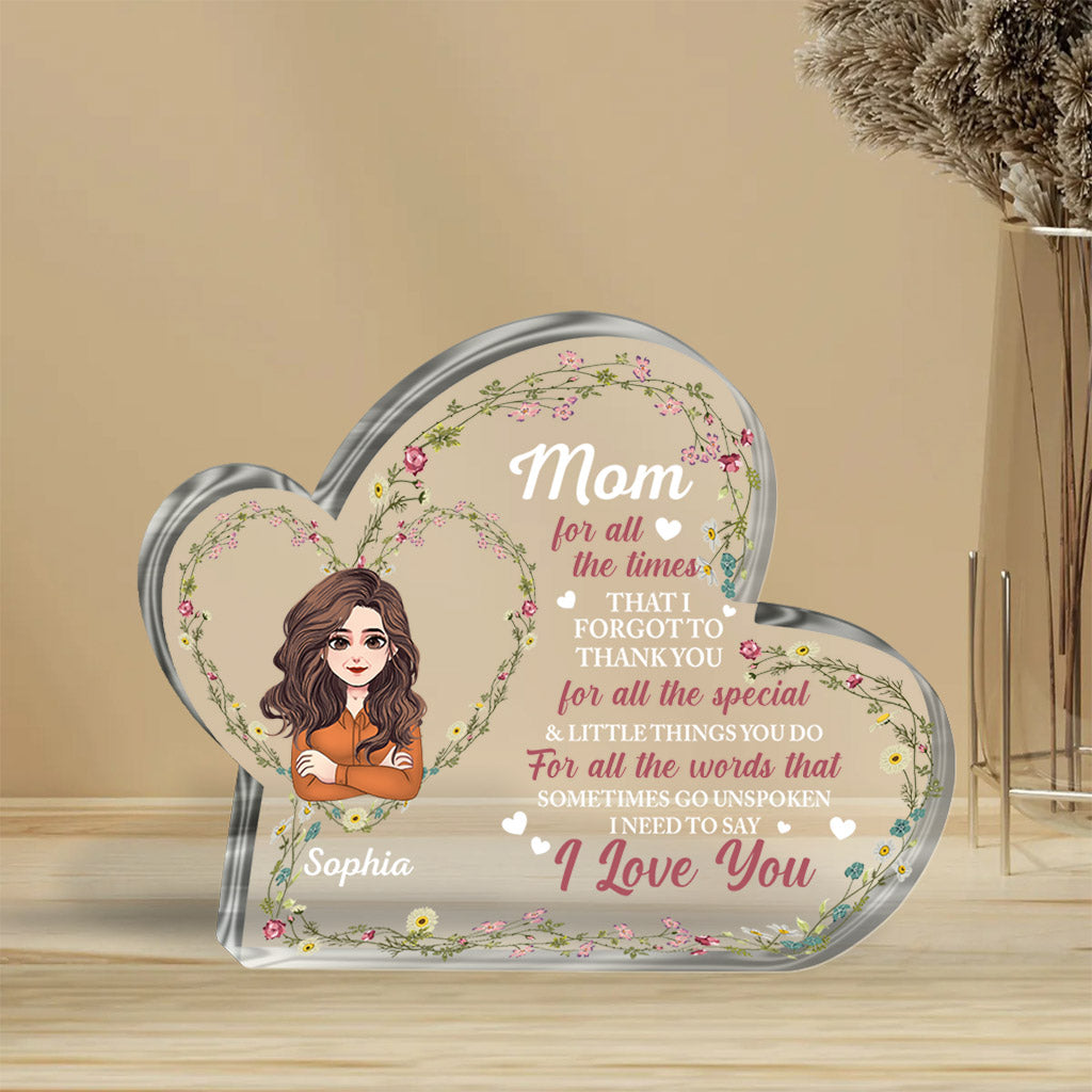 I love you - Personalized Mother's day Custom Shaped Acrylic Plaque