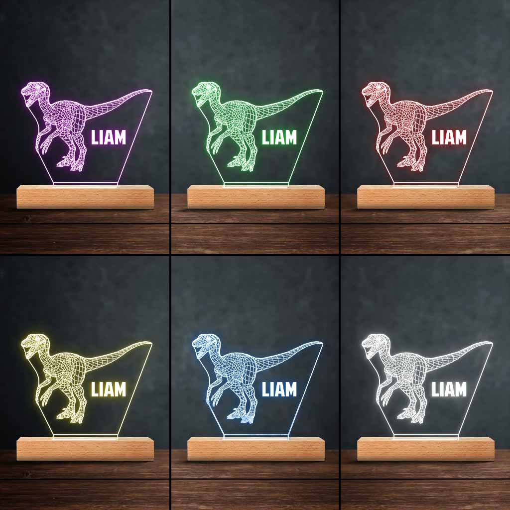 Dinosaur Baby - Personalized Dinosaur Shaped Plaque Light Base