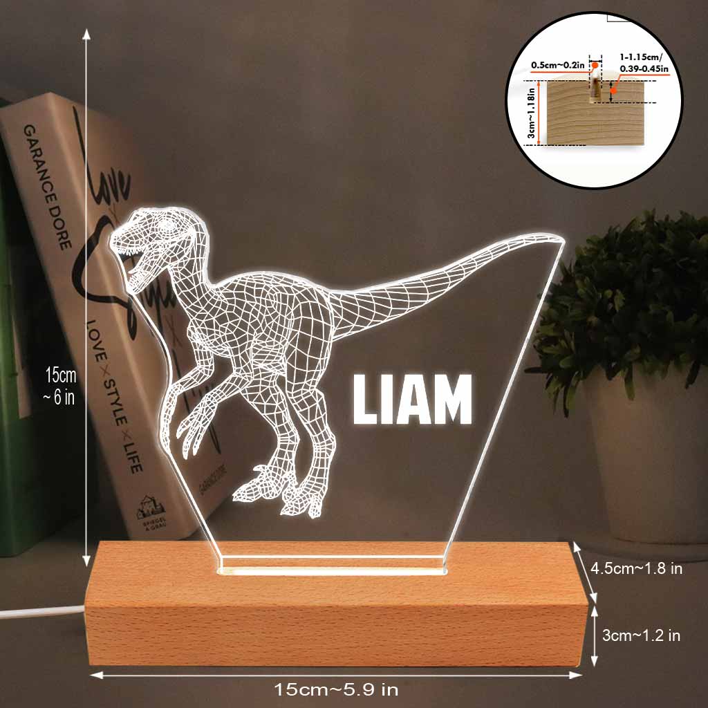 Dinosaur Baby - Personalized Dinosaur Shaped Plaque Light Base