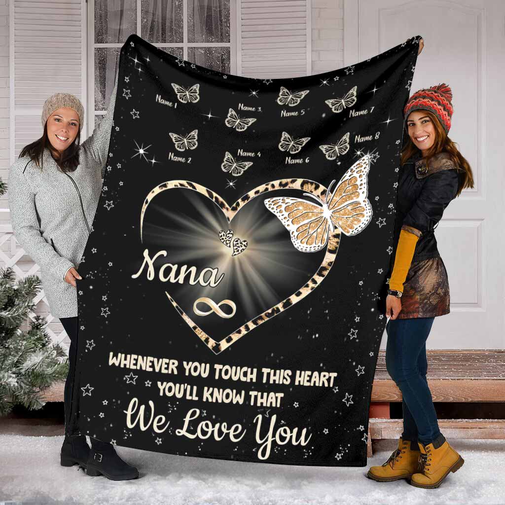 Whenever You Touch This Heart - Personalized Mother's Day Grandma Blanket