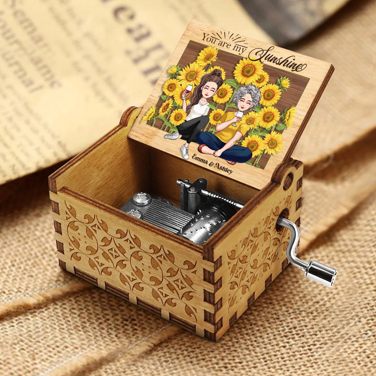 You Are My Sunshine - Personalized Mother's Day Mother Hand Crank Music Box