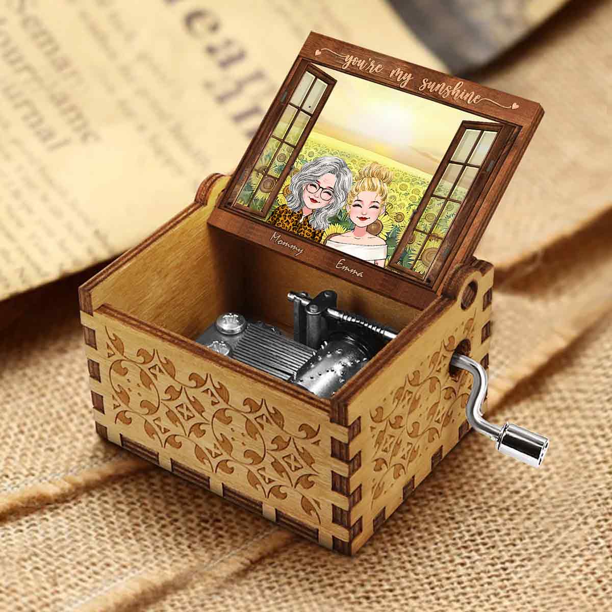 You're My Sunshine - Personalized Mother Hand Crank Music Box