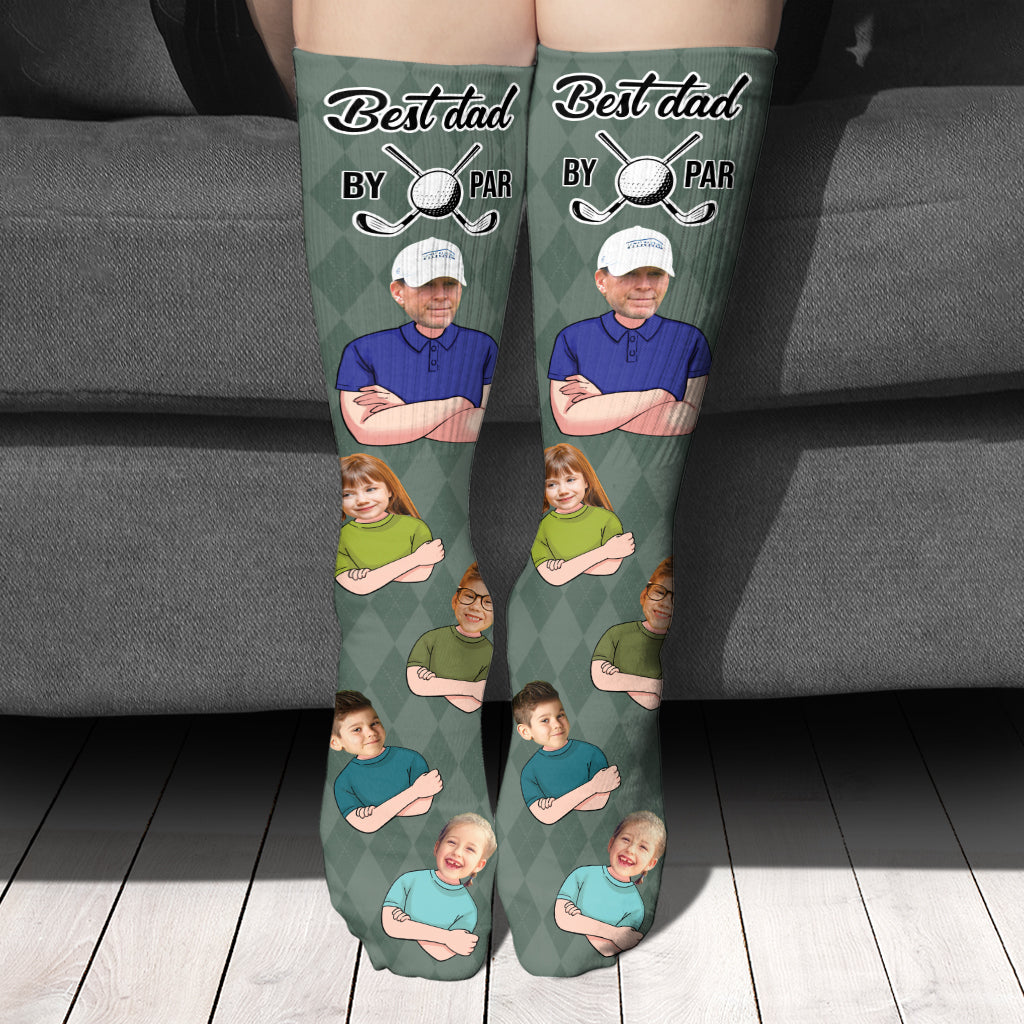 Best Dad By Par - Golf gift for dad, him, boyfriend, husband, grandpa - Personalized Socks