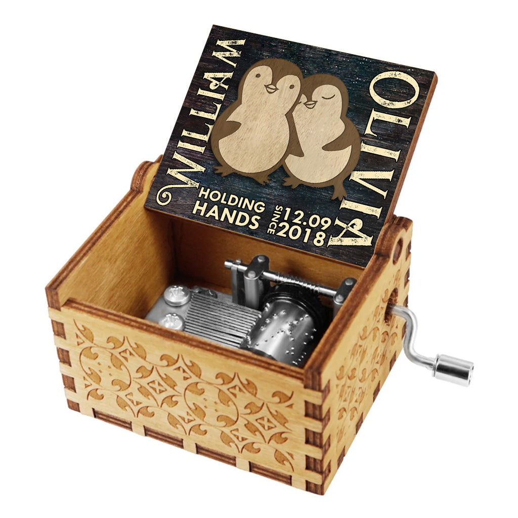 Holding Hands Since - Personalized Couple Hand Crank Music Box