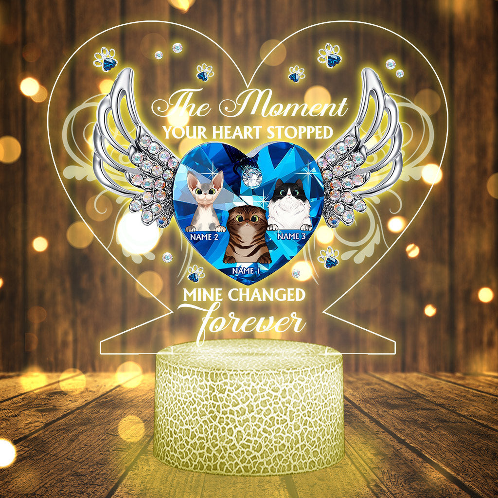 Discover The Moment Your Heart Stopped - Personalized Cat Shaped Plaque Light Base