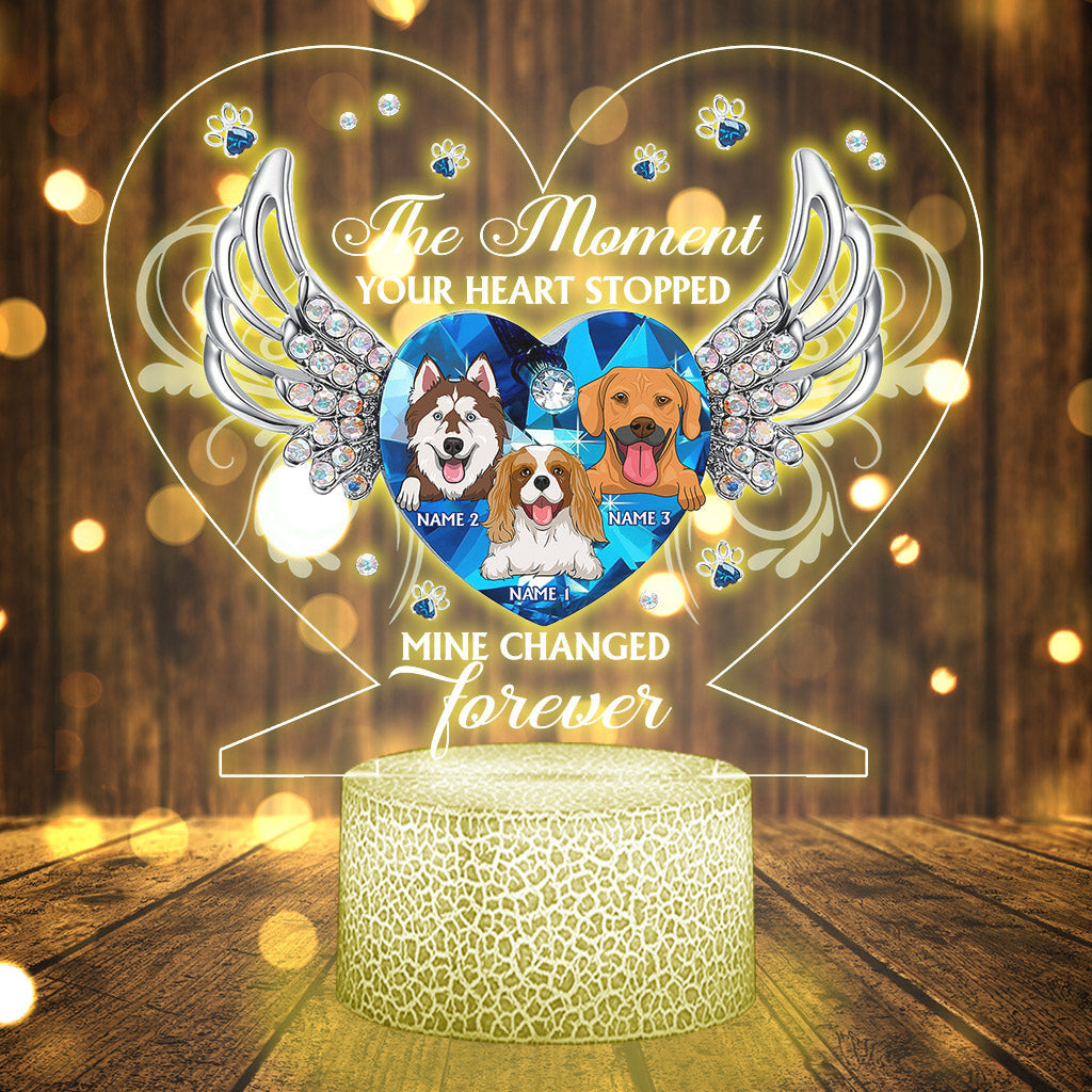 Discover The Moment Your Heart Stopped - Personalized Dog Shaped Plaque Light Base