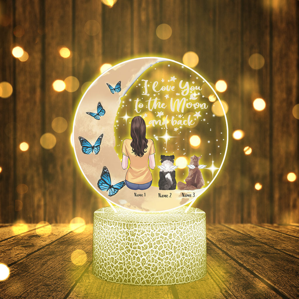 I Love You To The Moon And Back - Personalized Dog Shaped Plaque Light Base