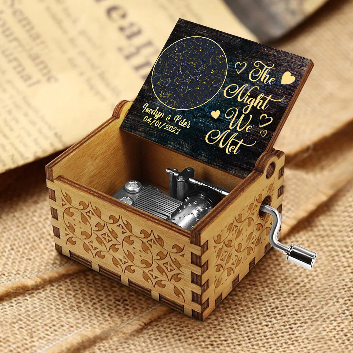 The Night We Met - Couple gift for boyfriend, girlfriend, wife, husband - Personalized Hand Crank Music Box