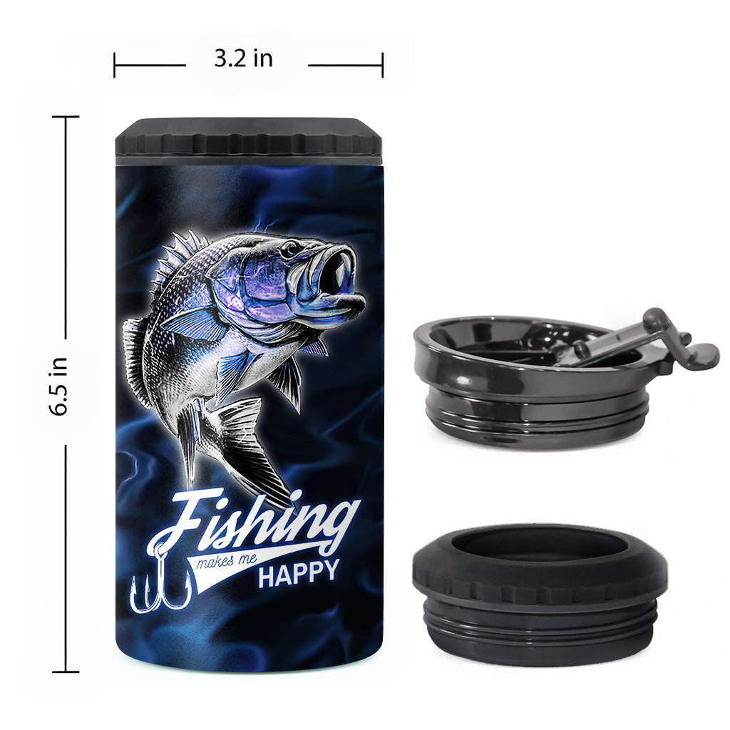 Fishing Makes Me Happy - Personalized Fishing Can Cooler