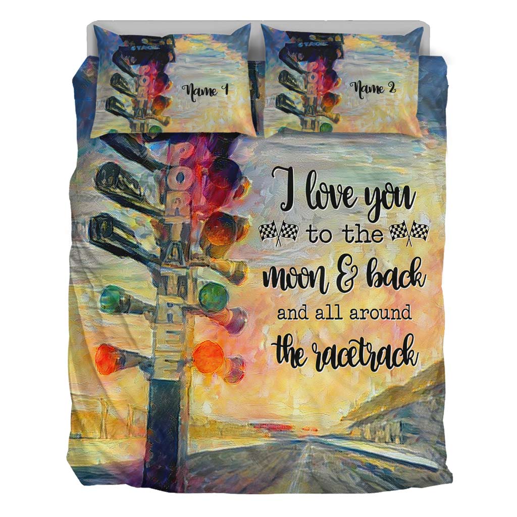 I Love You To The Moon - Personalized Racing Bedding Set