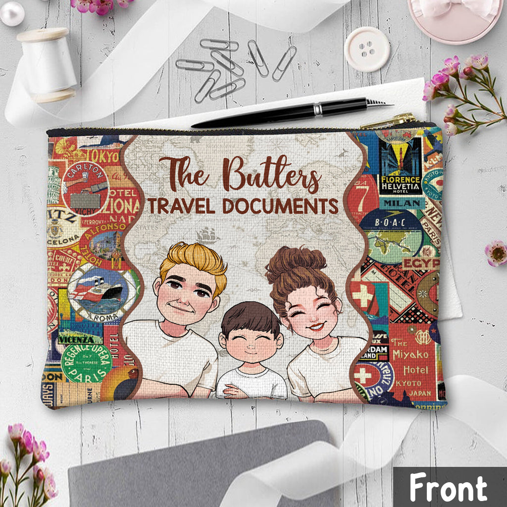 Discover Family Travel Documents - Personalized Travelling Makeup Bag