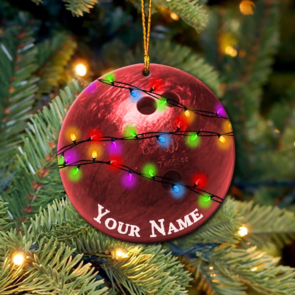 Bowling Items Collection - Personalized Christmas Bowling Ornament (Printed On Both Sides)