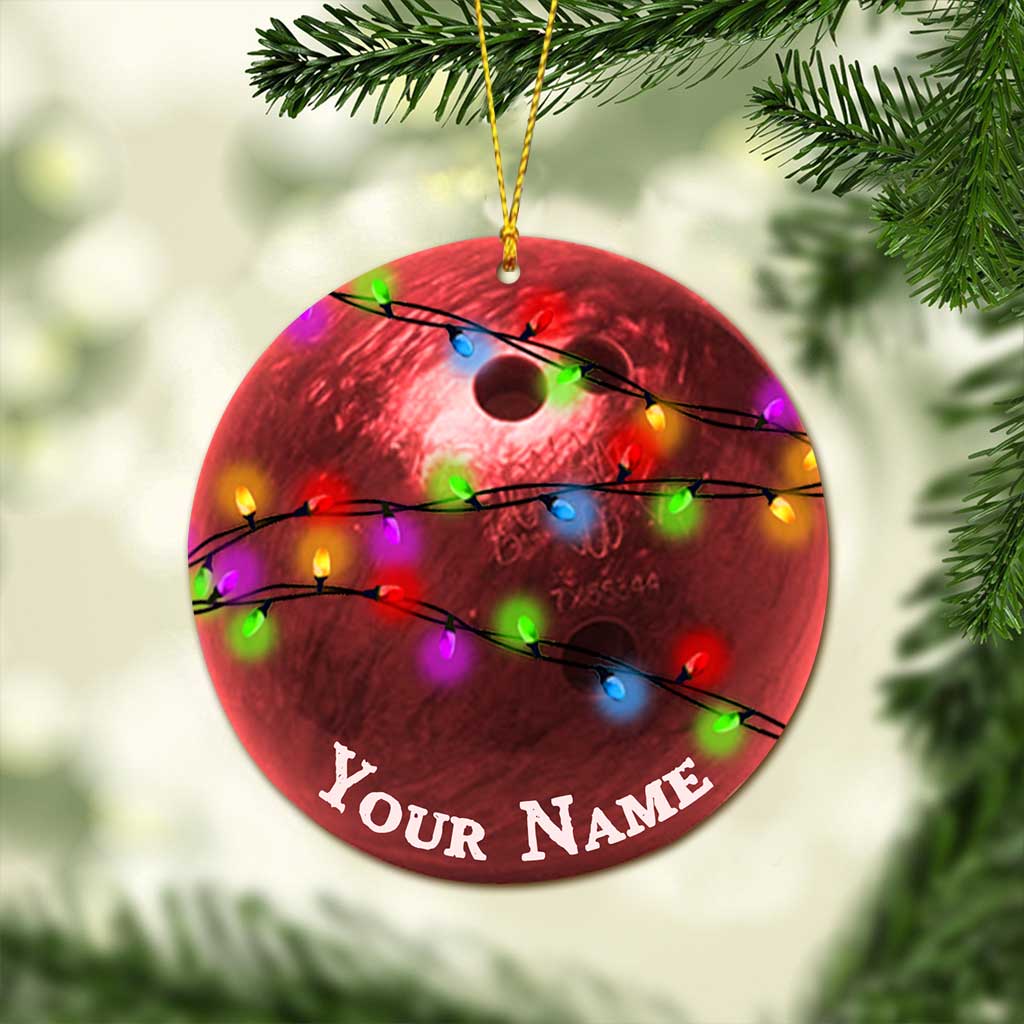 Bowling Items Collection - Personalized Christmas Bowling Ornament (Printed On Both Sides)