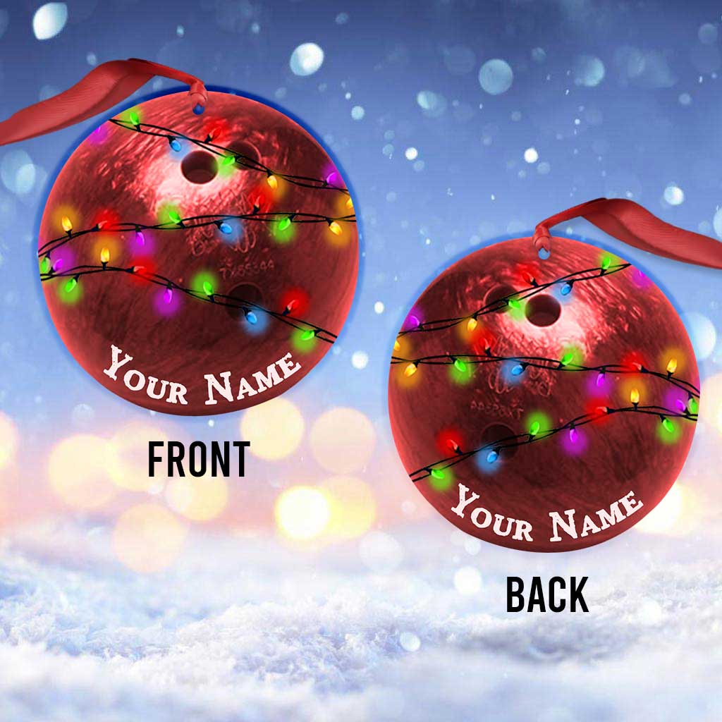 Bowling Items Collection - Personalized Christmas Bowling Ornament (Printed On Both Sides)