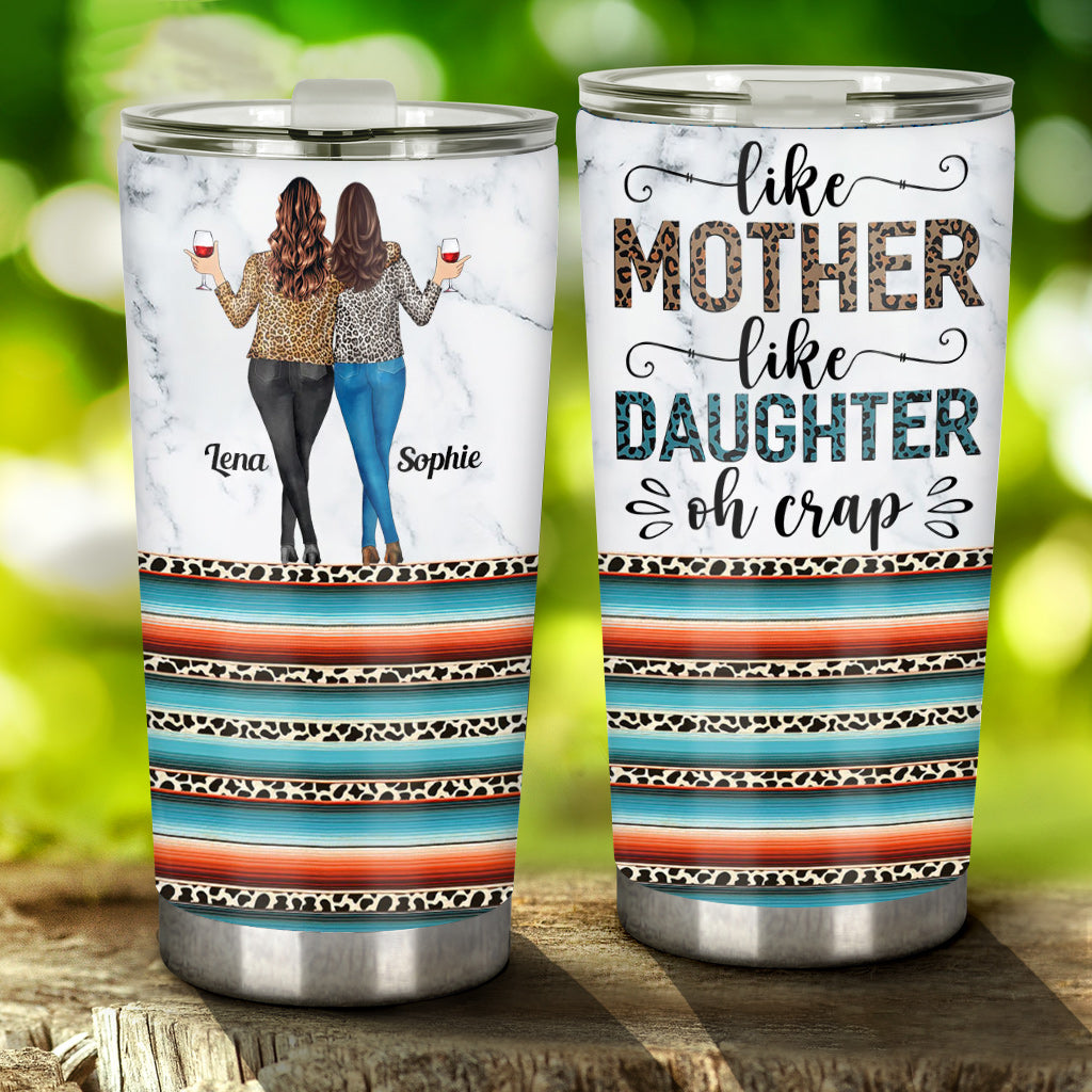 Like Mother Like Daughter Leopard Turquoise Pattern - Personalized Mother Tumbler