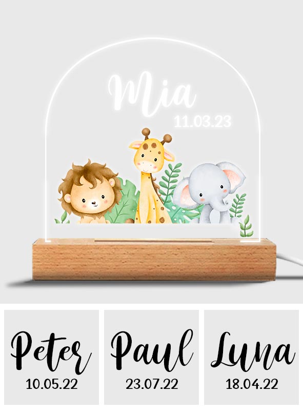 Nursery Gift For Newborn - Personalized Kid Shaped Plaque Light Base