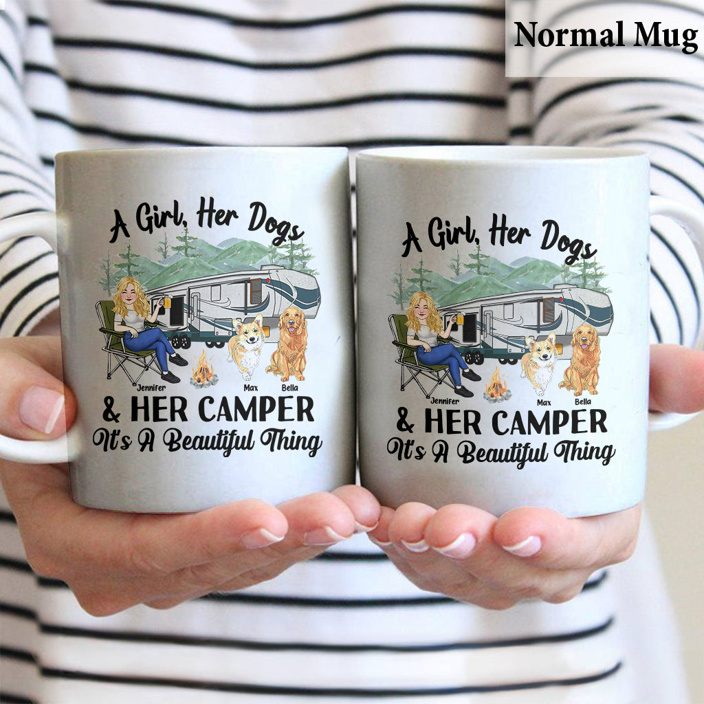Discover A Girl Her Dog And Her Camper - Camping gift for dog lover - Personalized Mug