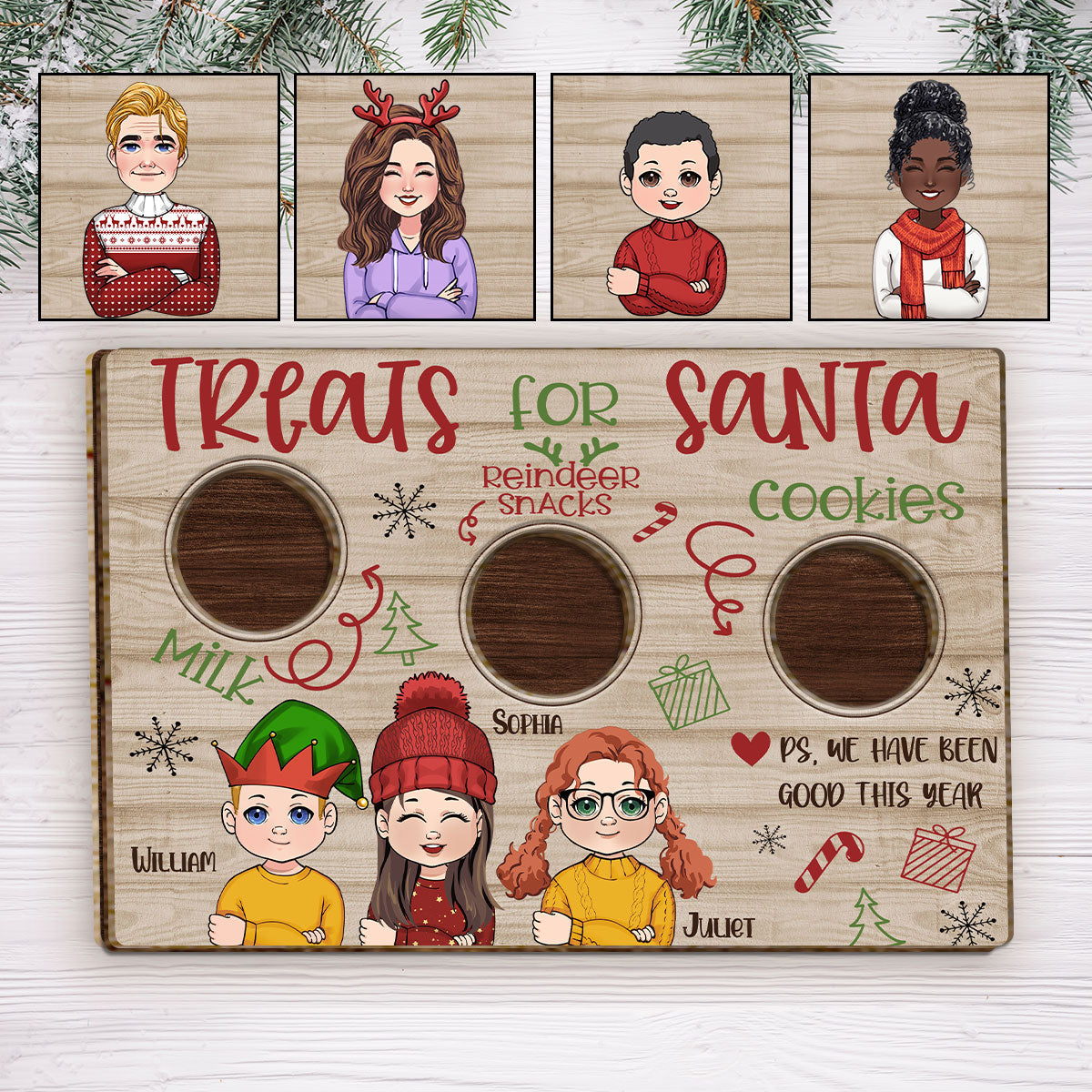 Treats For Santa - Personalized Family 2 Layered Wood Sign