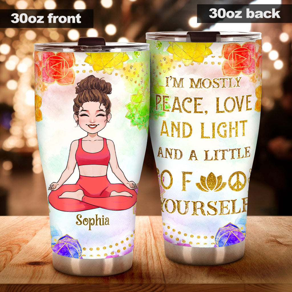 I'm Mostly Peace Love And Light - Personalized Yoga Tumbler