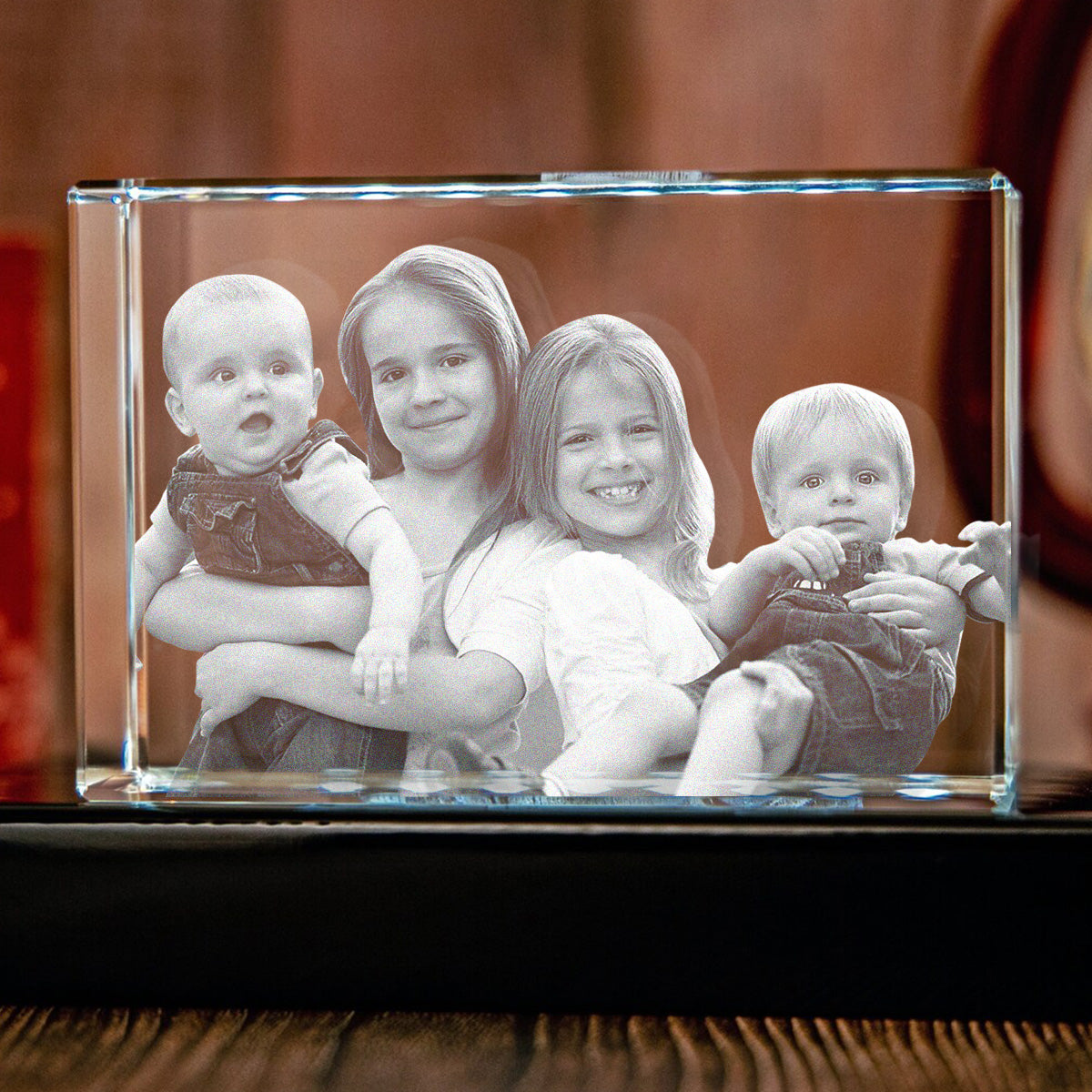 Custom Photo - Personalized Kid Laser Engraving 3D Cuboid Shaped Crystal Lamp