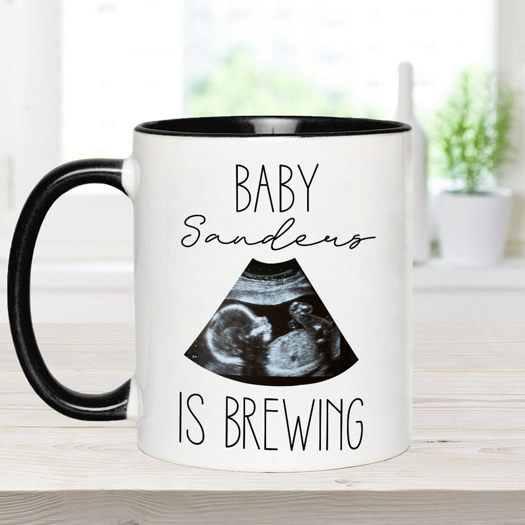 Baby Is Brewing Baby Ultrasound Photo - Pregnancy gift for wife - Personalized Accent Mug