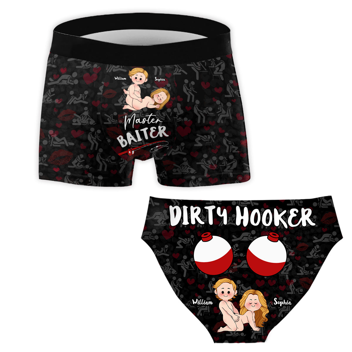 Master Baiter Dirty Hooker - Personalized Fishing Women Briefs & Men Boxer Briefs