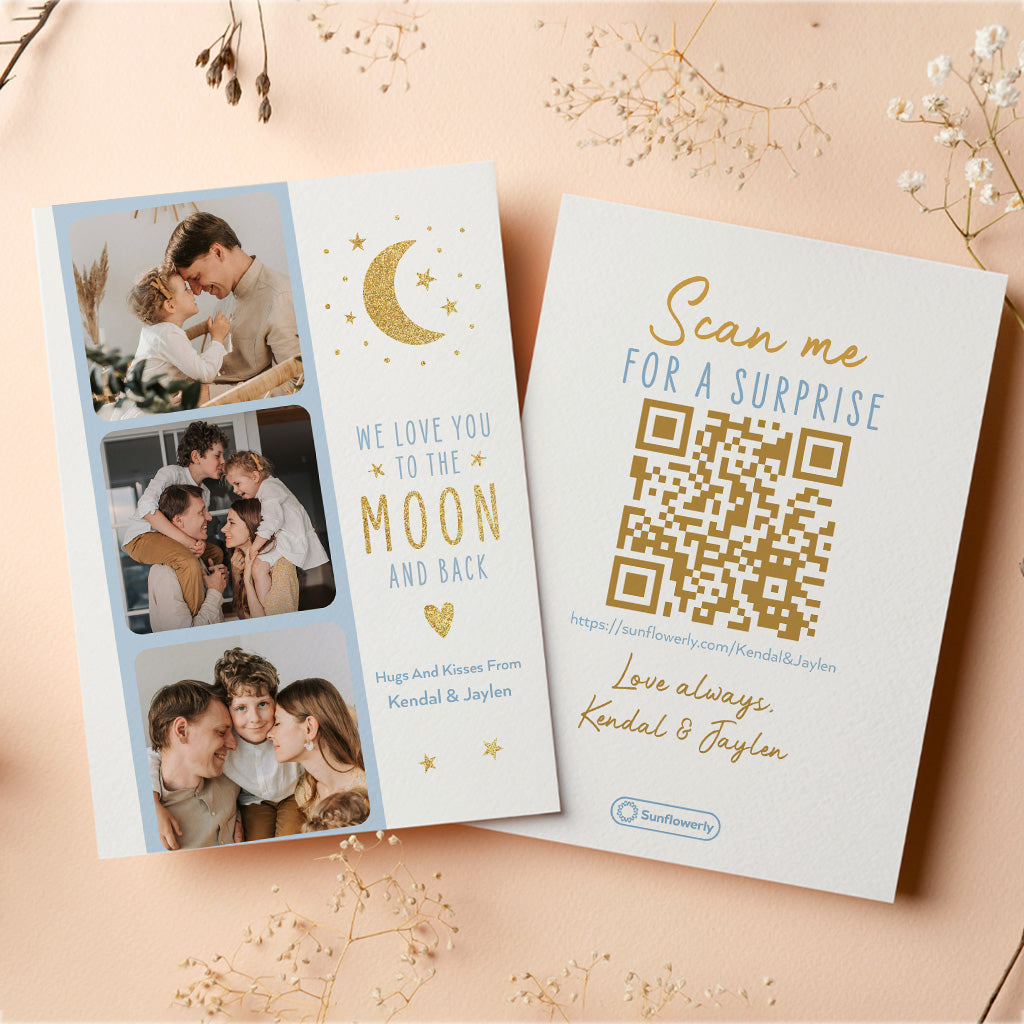 We Love You To The Moon And Back - Personalized QR Greeting Card