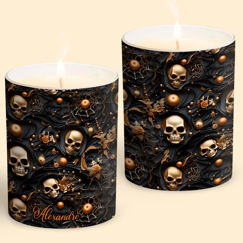 Discover Gold Skull - Personalized Skull Scented Candle With Wooden Lid
