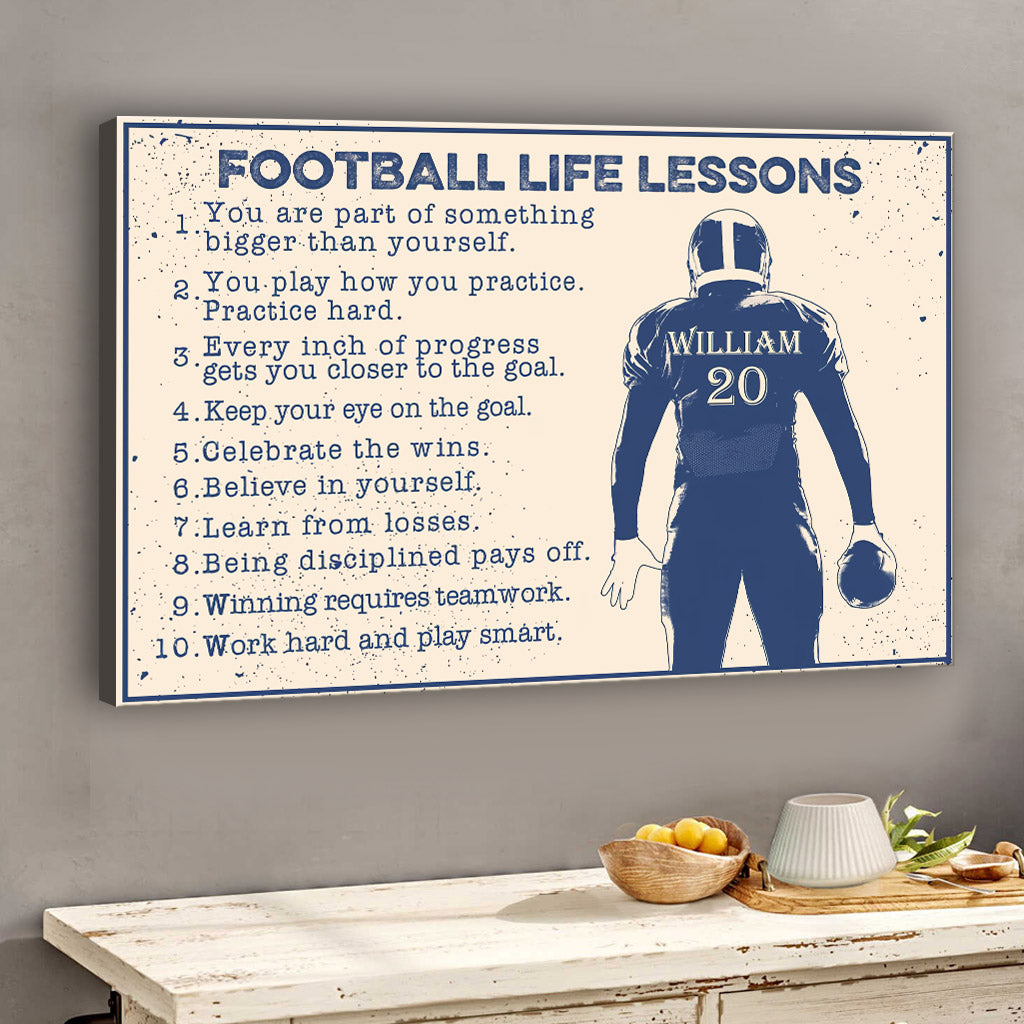 Football Life Lesson - Personalized Football Canvas And Poster