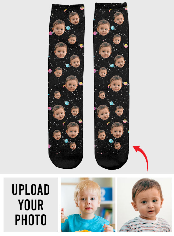 Custom Face Galaxy - Personalized Son Socks