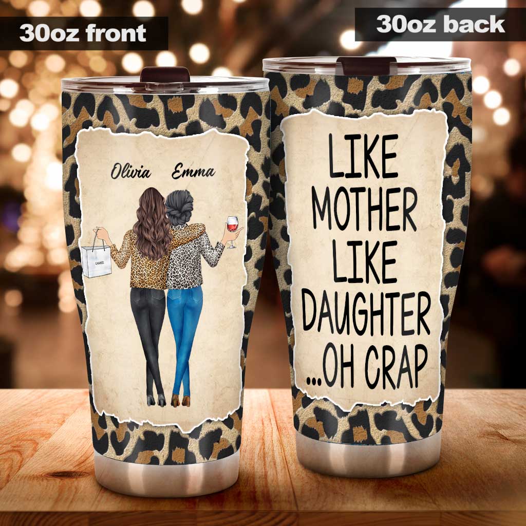 Like Mother Like Daughter Leopard Pattern - Personalized Mother's Day Mother Tumbler