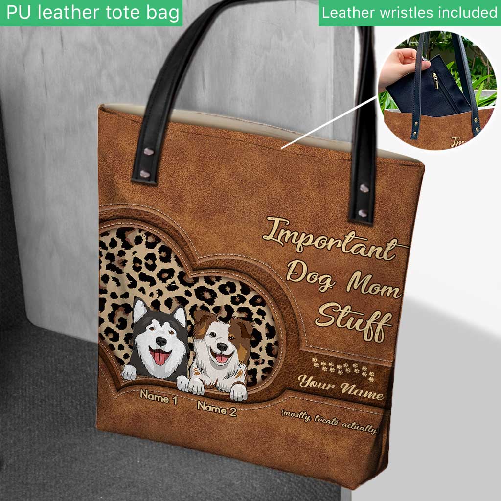 Personalized Dog Mom Leather Long Handbag