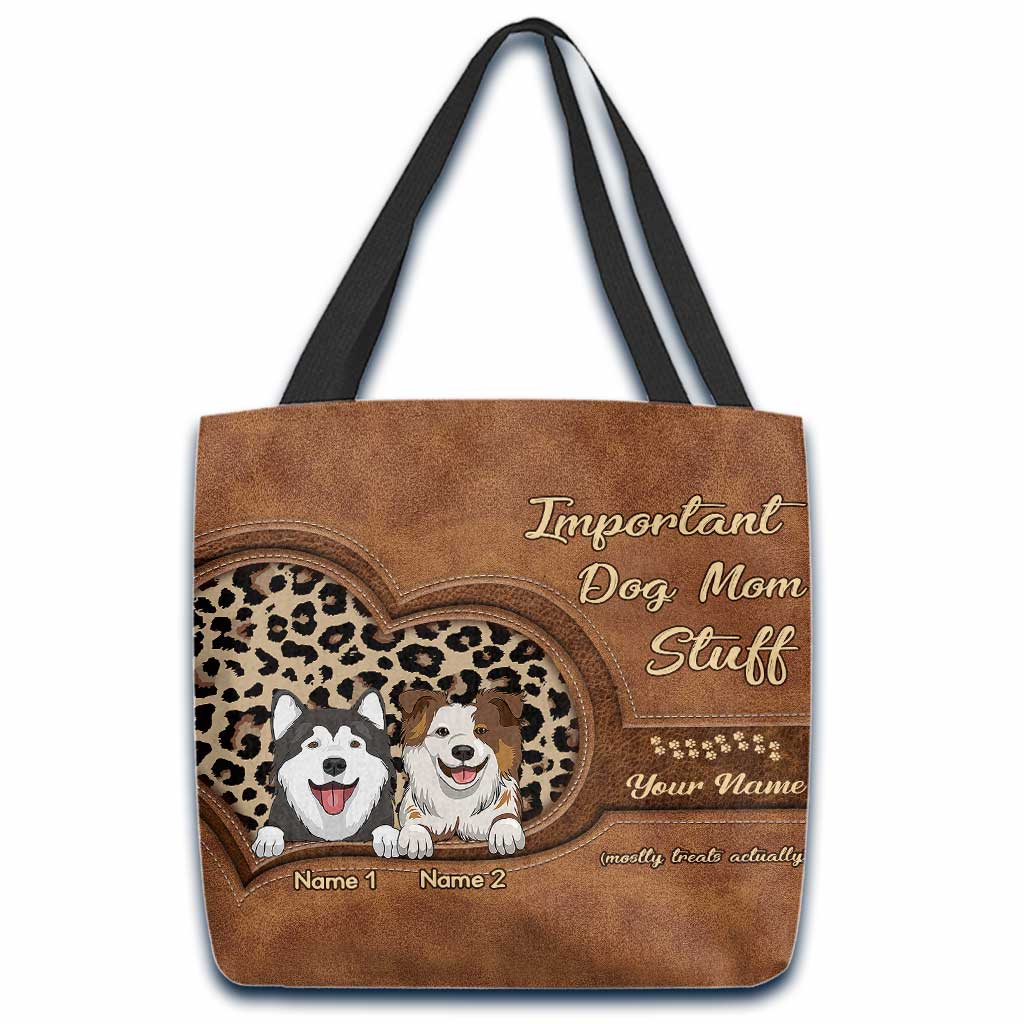 Important Dog Mom Stuff - Personalized Dog Tote Bag