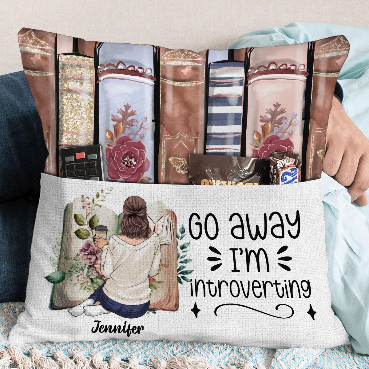 Go Away I’m Introverting - Personalized Book Pocket Pillow