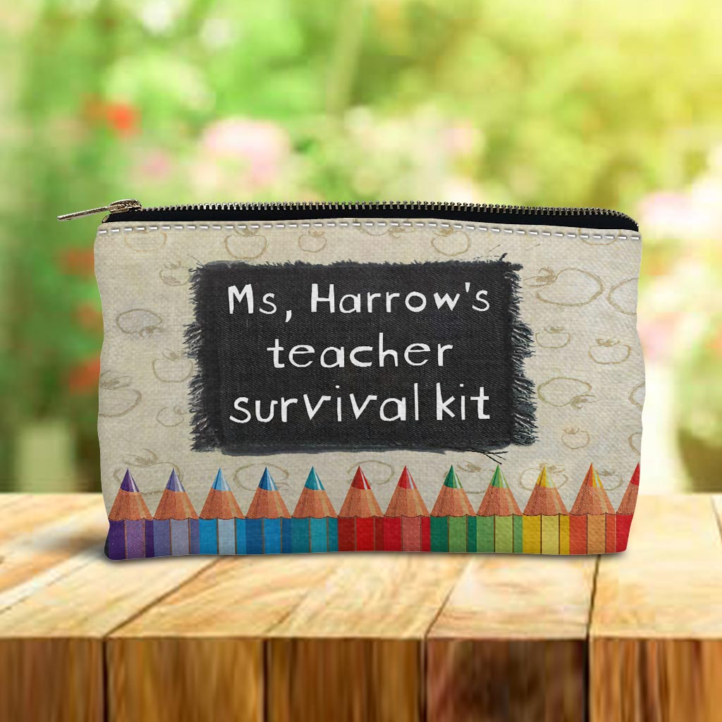 Teacher Survival Kit Pencil Case - Personalized Teacher Pouch