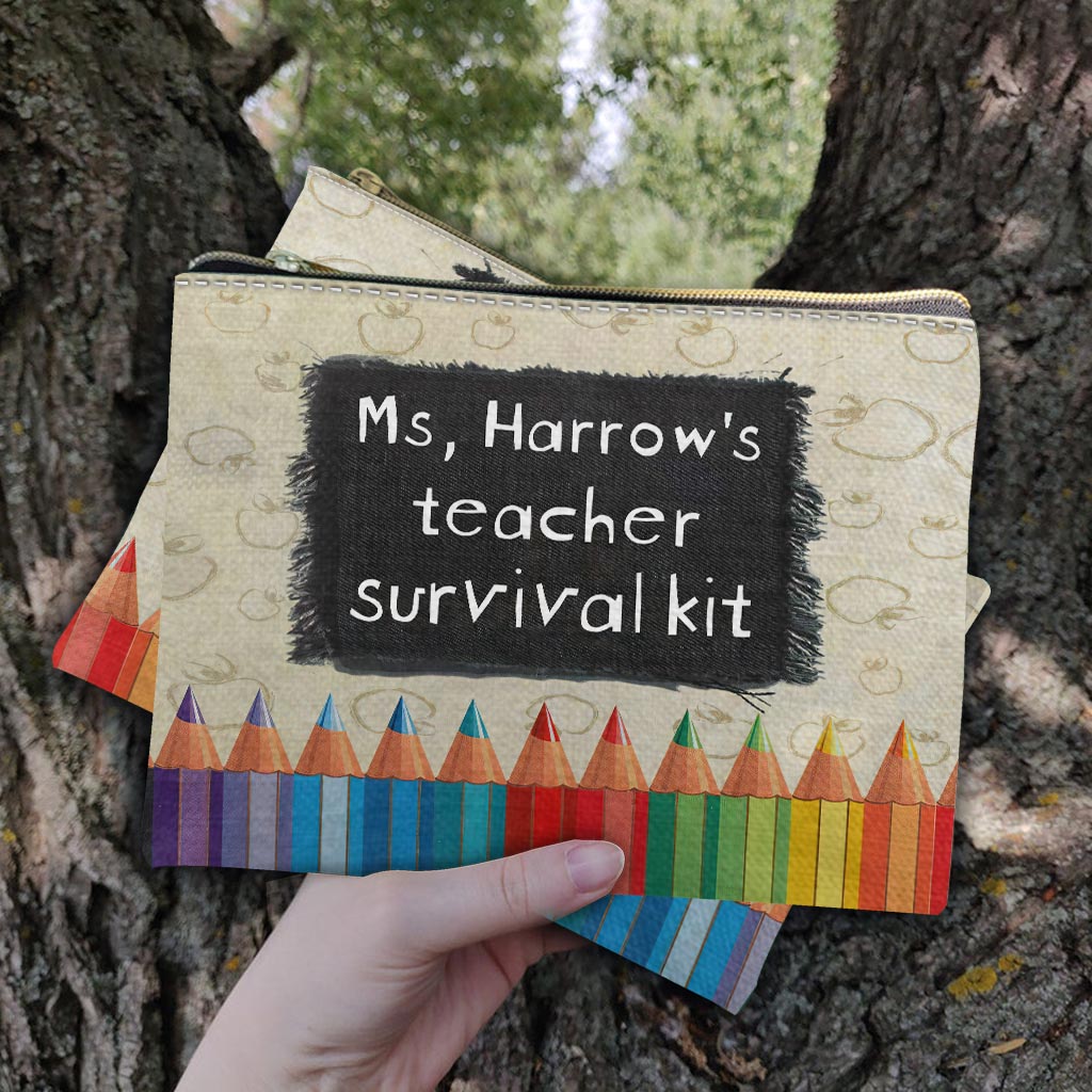 Teacher Survival Kit Pencil Case - Personalized Teacher Pouch